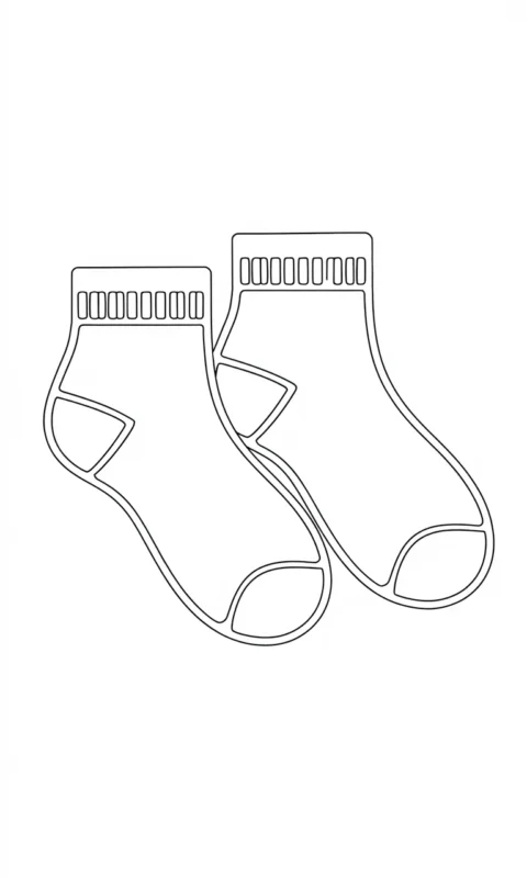 kolorowanka dla dzieci przedstawiająca parę krótkich skarpetek do pokolorowania