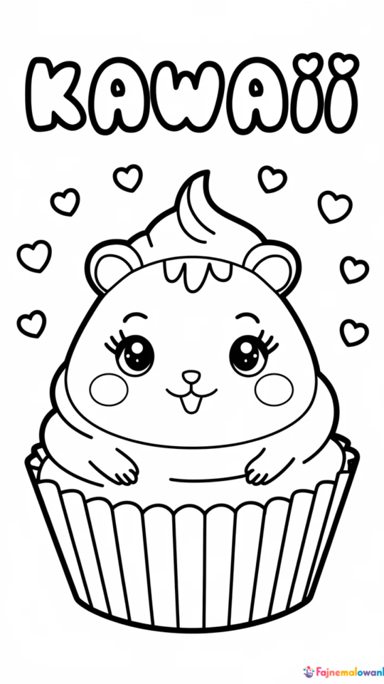Uroczy chomik kawaii – kolorowanka dla dzieci do druku