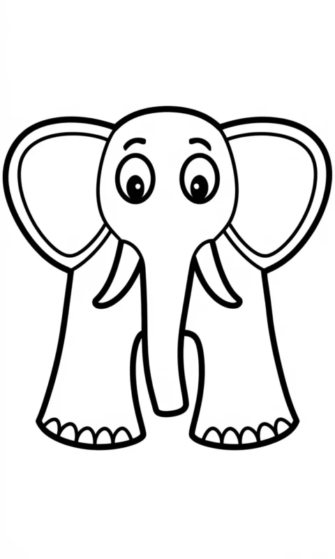 Kolorowanka dla dzieci przedstawiająca zabawnego słonia w kształcie litery M