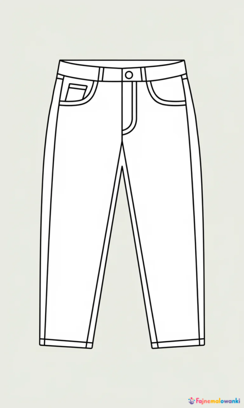 kolorowanka dla dzieci przedstawiająca spodnie jeansowe do pokolorowania