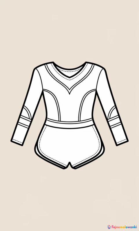 kolorowanka dla dzieci przedstawiająca strój gimnastyczny z długimi rękawami do pokolorowania - kolorowanki ubrania