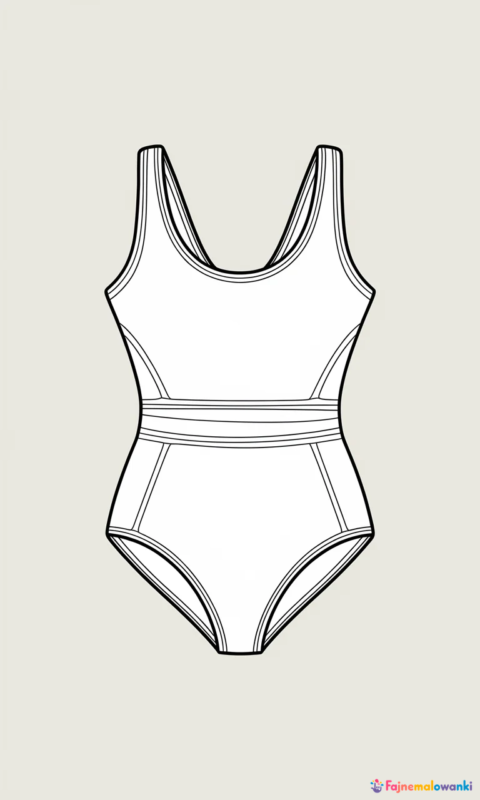 kolorowanka strój kąpielowy jednoczęściowy dla dziewczynki do pokolorowania