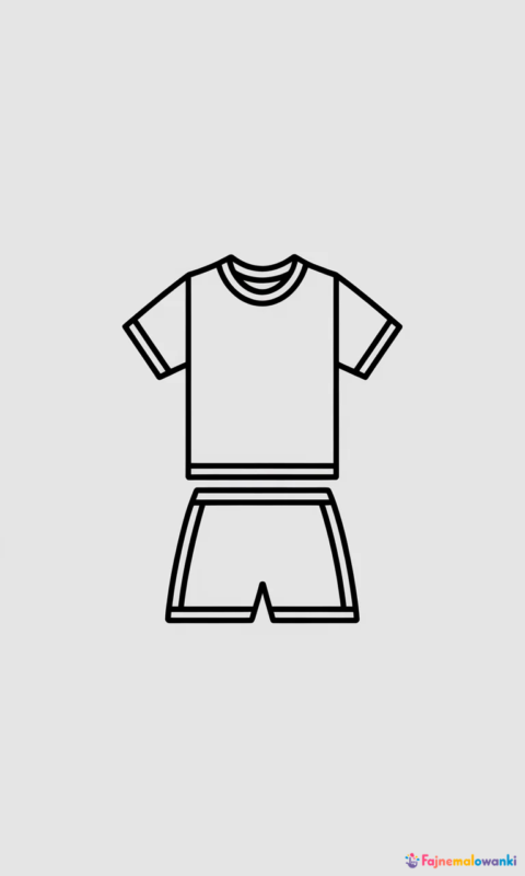 kolorowanka stroju sportowego dla dzieci - koszulka i spodenki do pokolorowania