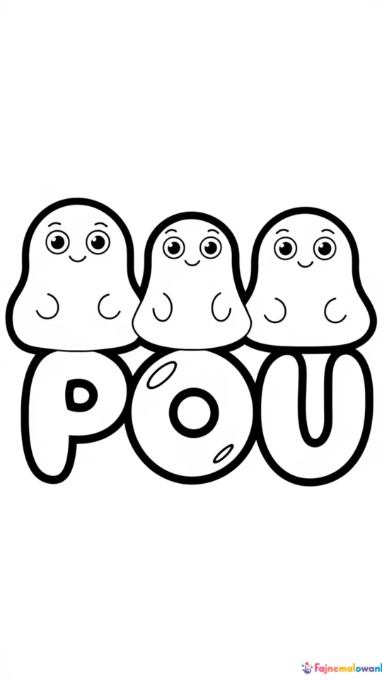 Kolorowanki do druku z postacią Pou dla dzieci do pobrania