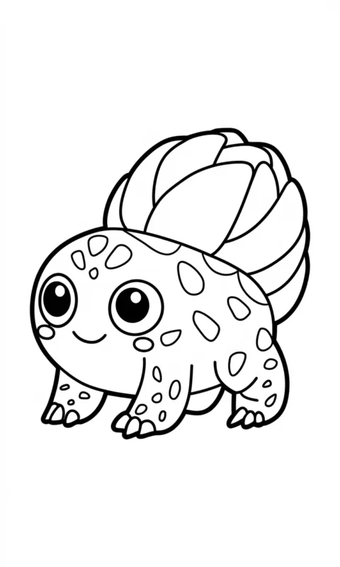 kolorowanka dla dzieci przedstawiająca urocze stworzonko z roślinnym motywem