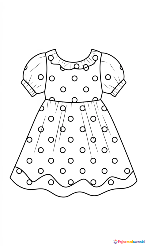 kolorowanka sukienka w kropki dla dziewczynek