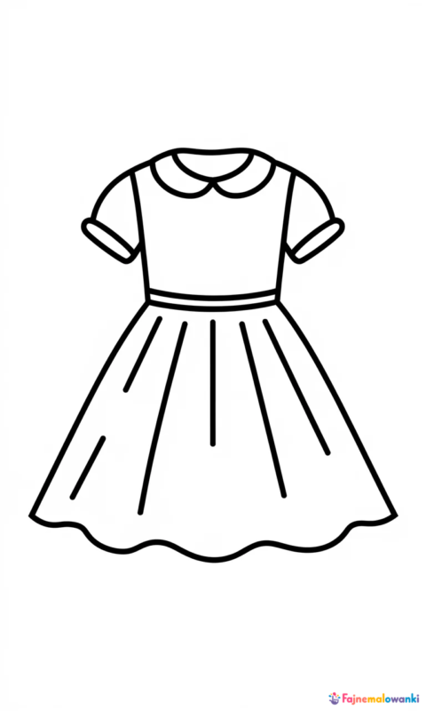 kolorowanka sukienka dziecięca z kołnierzykiem do pokolorowania dla dzieci