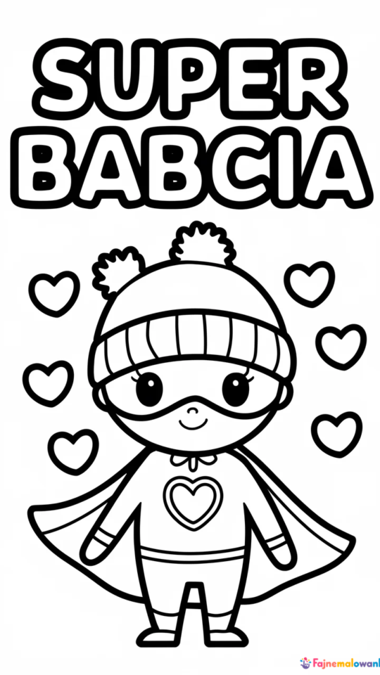Kolorowanka na Dzień Babci i Dziadka: Super Babcia do druku