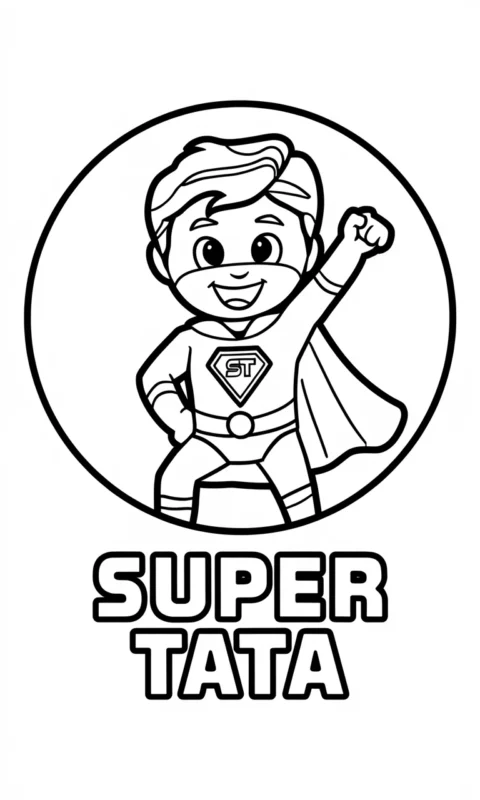 kolorowanka dla dzieci przedstawiająca superbohatera w pelerynie
