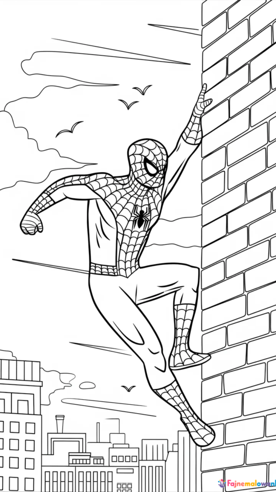 Kolorowanka: Spider-Man walczy ze złem dla dzieci do druku