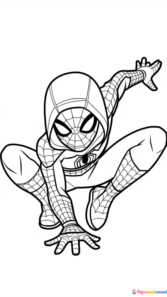 Kolorowanka: Spider-Man szykuje się do skoku dla dzieci