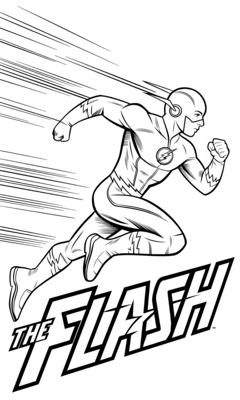 kolorowanka dla dzieci przedstawiająca superbohatera w ruchu