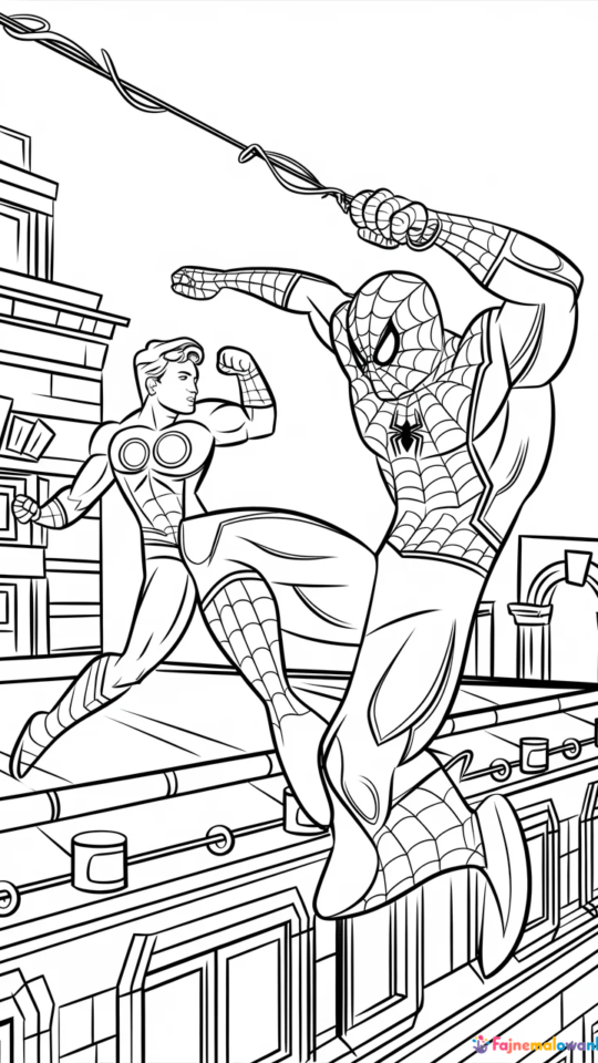 Kolorowanka do druku: Venom kontra Spider-Man dla dzieci