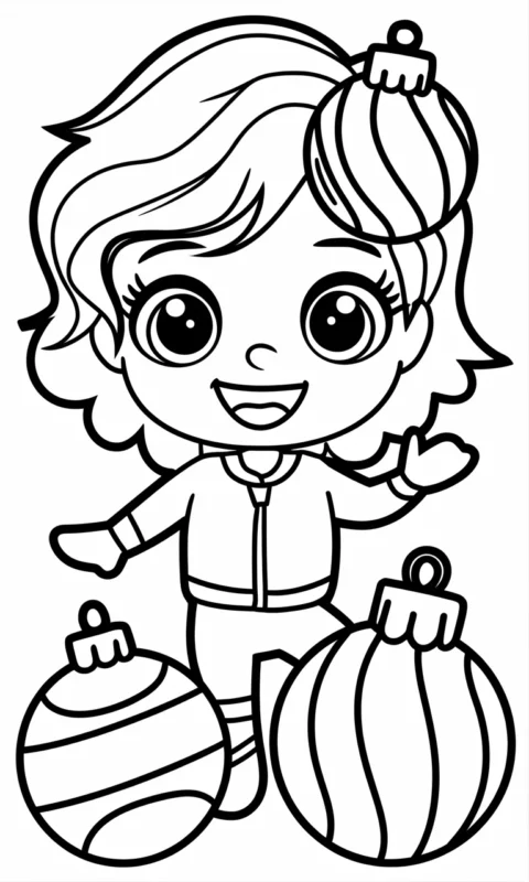 kolorowanka dla dzieci przedstawiająca wesołą postać z ozdobami świątecznymi do pokolorowania - kolorowanki babelkowy swiat gupikow