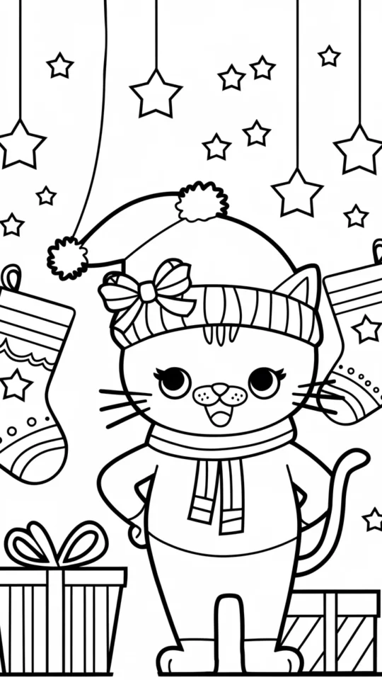Kolorowanka świąteczna z Hello Kitty do druku dla dzieci