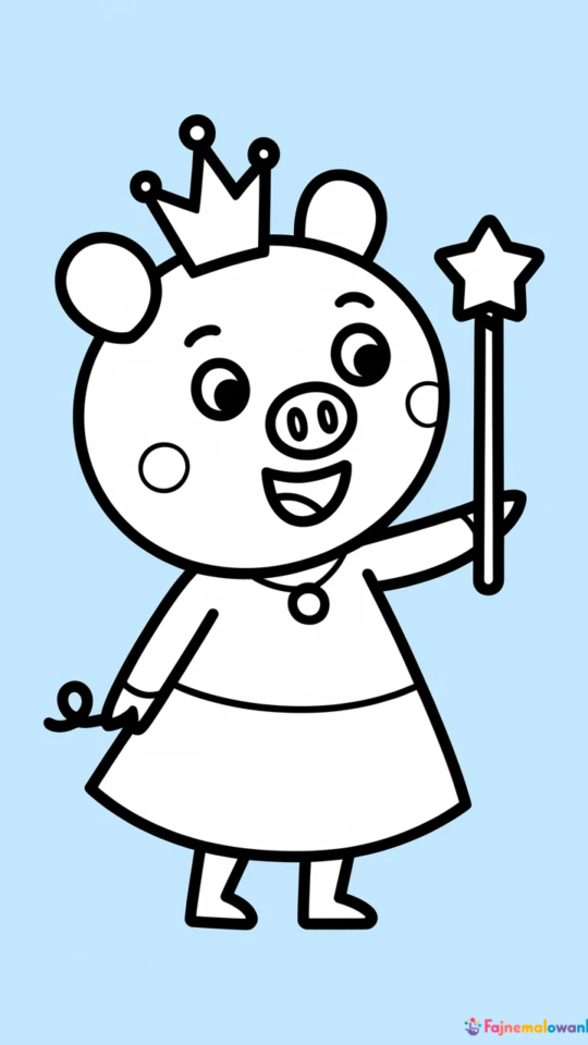 Kolorowanka Świnka Peppa jako czarodziejka do druku dla dzieci