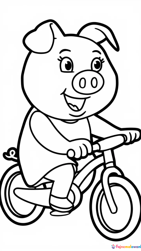 Kolorowanka Świnka Peppa na rowerze dla dzieci do druku