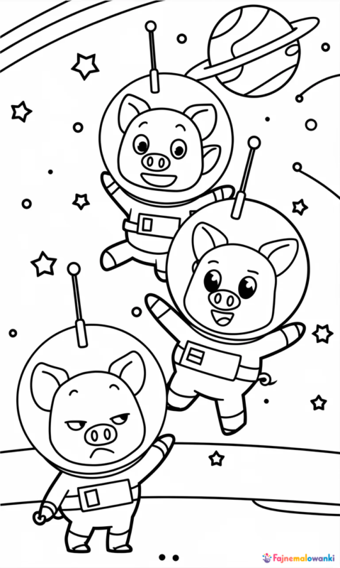kolorowanka dla dzieci z trzema świnkami