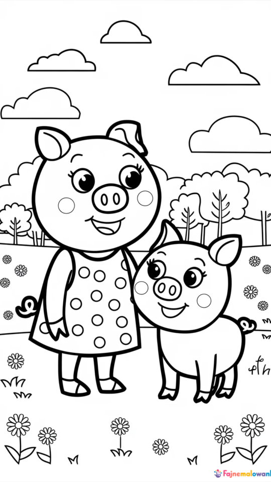 Kolorowanka Świnka Peppa i George do druku dla dzieci