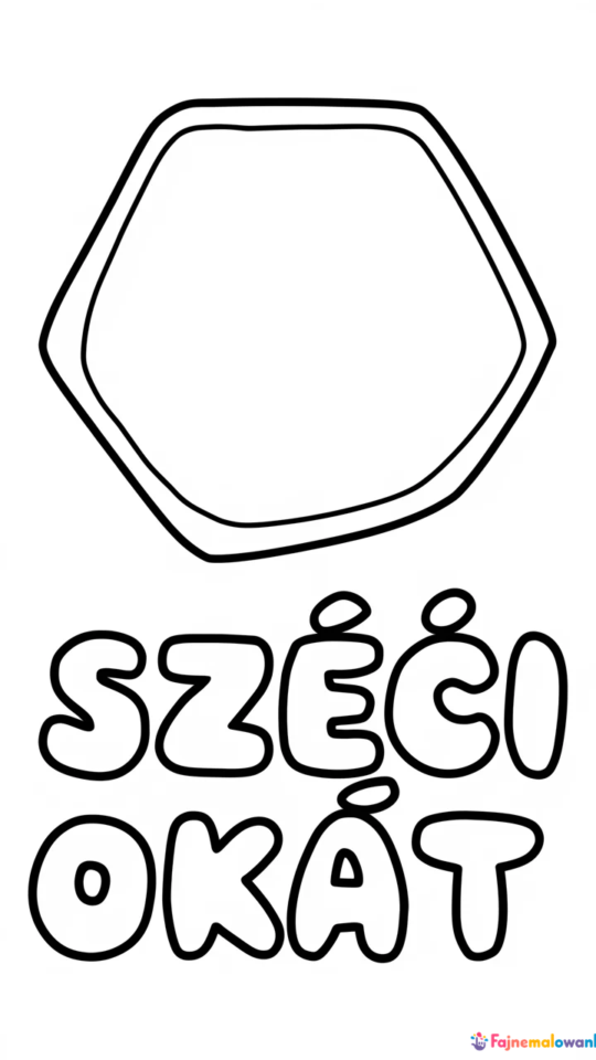 Kolorowanki dla dzieci: kształty – sześciokąt do druku