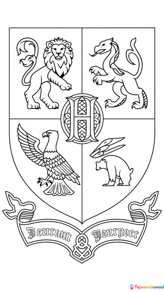 Kolorowanka z Logo Hogwartu dla Fanów Harry’ego Pottera