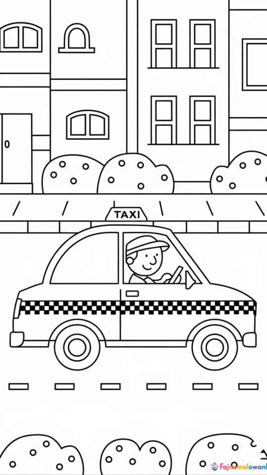 Kolorowanka dla dzieci: Zawody – Taksówkarz do druku
