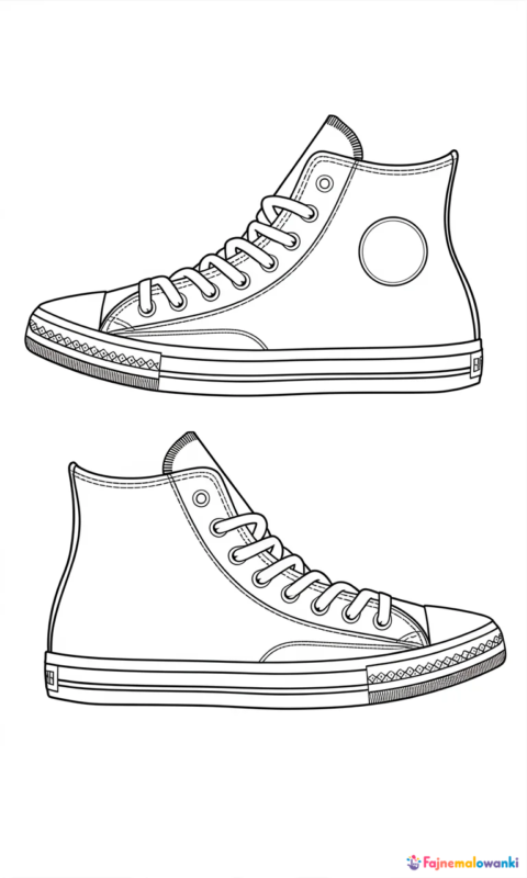 kolorowanka trampki sportowe do pokolorowania