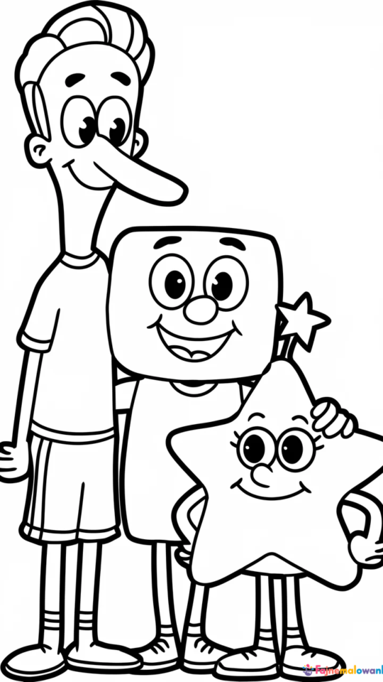 Kolorowanka Spongebob, Skalmar i Patryk do druku dla dzieci