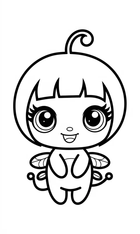 kolorowanka dla dzieci przedstawiająca uroczą postać w stylu chibi z dużymi oczami do pokolorowania - kolorowanki biedronka i czarny kot miraculum