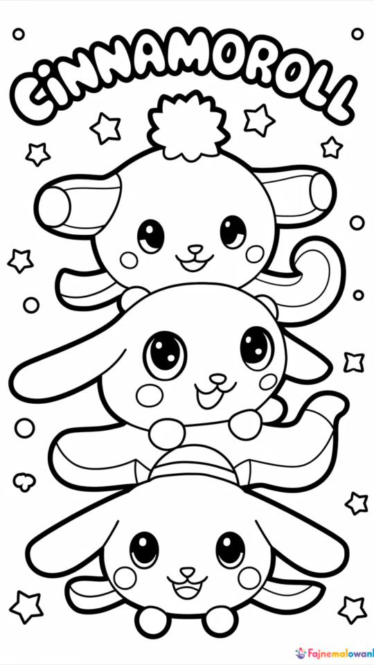 Kolorowanka Cinnamoroll na tęczowym jednorożcu dla dzieci