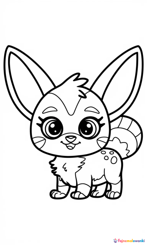 Kolorowanka dla dzieci przedstawiająca uroczego stworka z dużymi uszami i puszystym ogonem do pokolorowania - kolorowanki pokemon