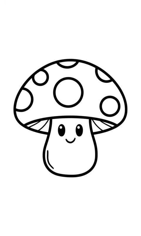 kolorowanka dla dzieci z uroczym grzybkiem z kropkami i uśmiechem do pokolorowania - kolorowanki mario