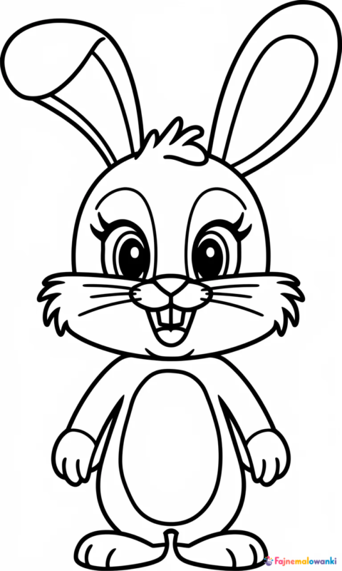 kolorowanka dla dzieci przedstawiająca uroczego króliczka z długimi uszami i radosnym uśmiechem do pokolorowania - kolorowanki sekretne życie zwierzaków domowych