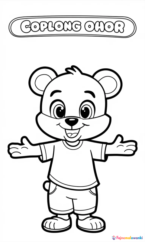 kolorowanka dla dzieci z uroczym misiem w ubrankach