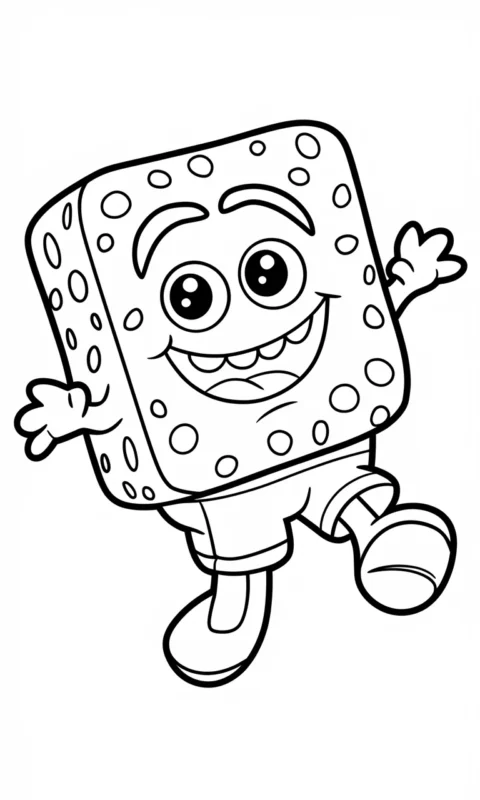 Kolorowanka dla dzieci z wesołą gąbką morską w krótkich spodenkach