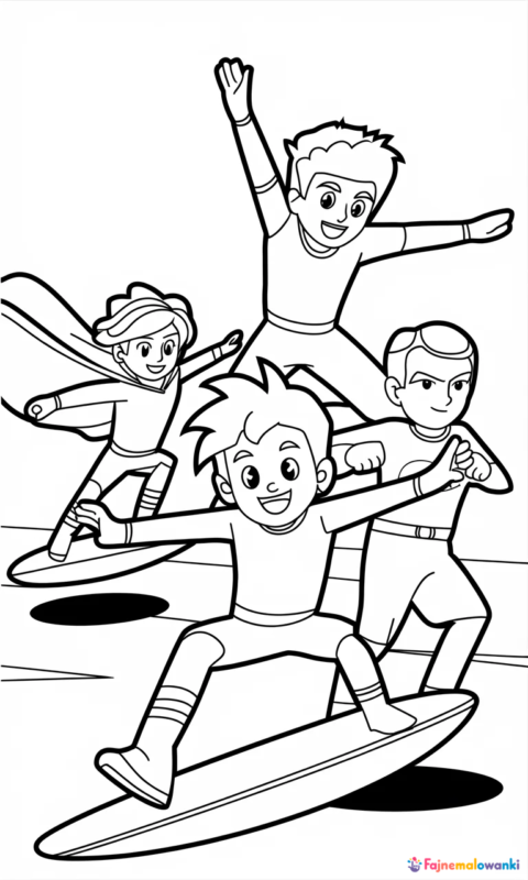 kolorowanka dla dzieci z trzema wesołymi postaciami z kreskówek w dynamicznych pozach do pokolorowania - pj masks pidzamersi kolorowanki