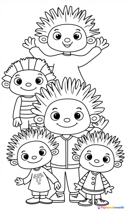 kolorowanka dla dzieci z wesołymi postaciami o szalonych fryzurach