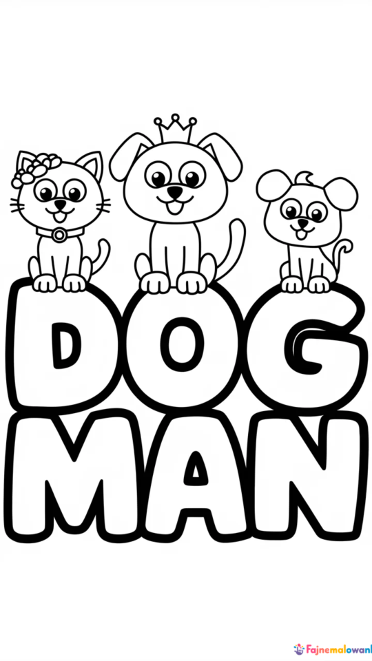Kolorowanki do druku: Dog Man dla dzieci do pobrania