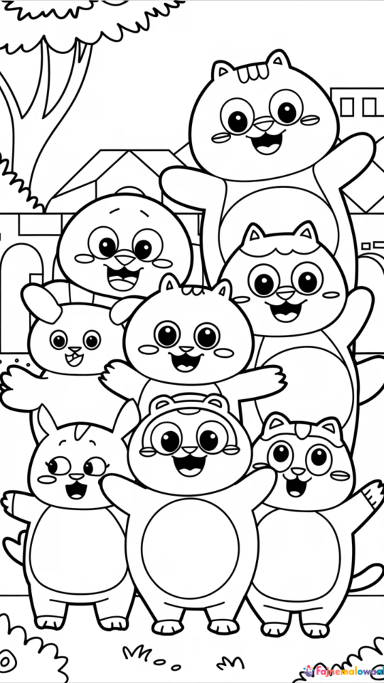 Kolorowanka: Rodzina Po z Kung Fu Panda do druku i kolorowania