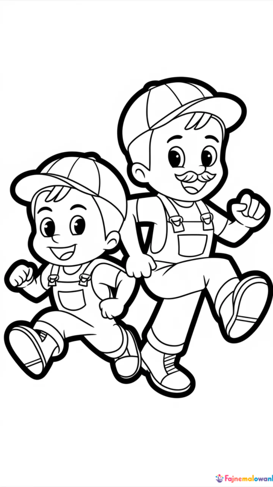Kolorowanka dla dzieci: Mario i Luigi do wydruku i pokolorowania