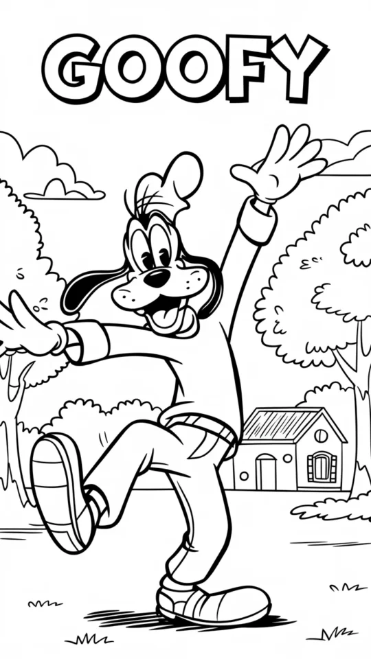 Kolorowanki Goofy do druku dla dzieci – zabawa i nauka