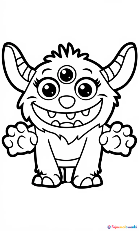 kolorowanka dla dzieci z wesołym stworkiem - zabawny potwór z kłami do pokolorowania dla przedszkolaków - kolorowanki garten of banban