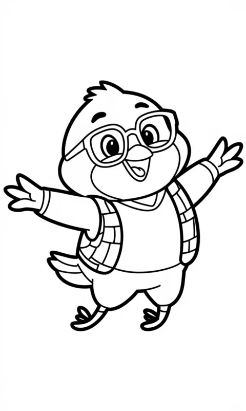 Kolorowanka dla dzieci z wesołym ptaszkiem w okularach