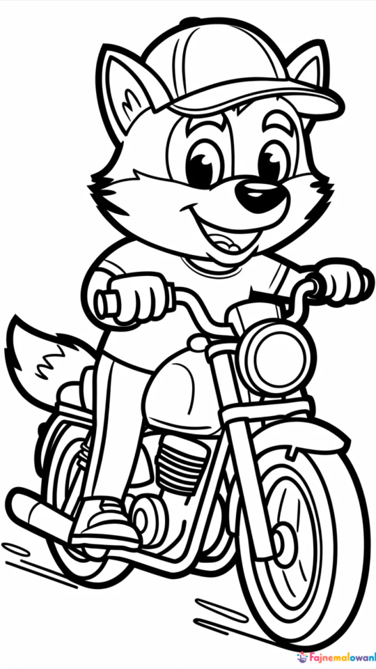 Kolorowanka dla chłopców: Lisek na motocyklu do druku