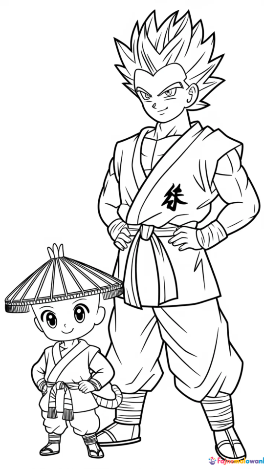 Kolorowanki do druku z postaciami Dragon Ball dla dzieci
