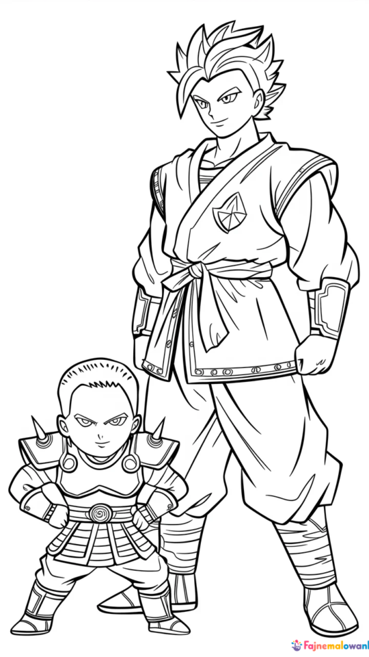 Kolorowanka do druku: Son Goku i Vegeta dla fanów anime