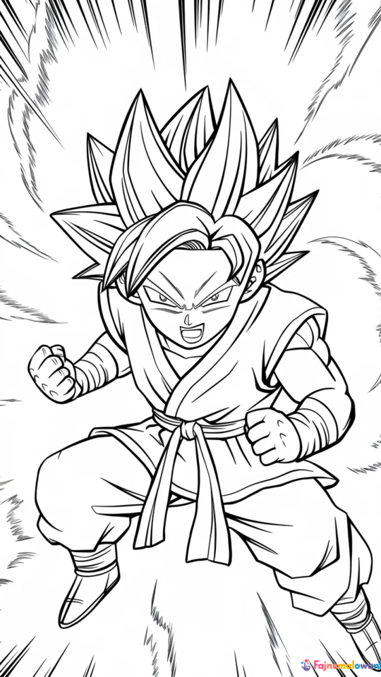Kolorowanka Dragon Ball Z: Son Goku Super Saiyan do druku