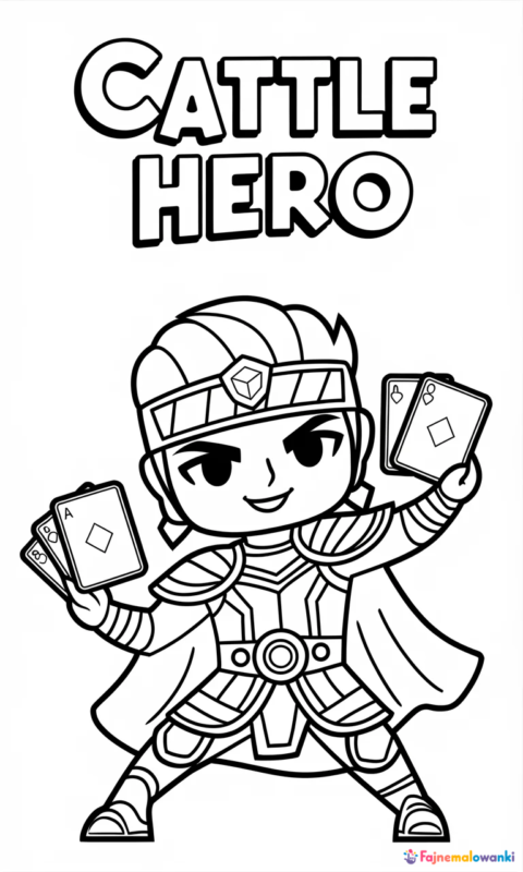 Kolorowanka dla dzieci przedstawiająca wojownika kart w dynamicznej pozie