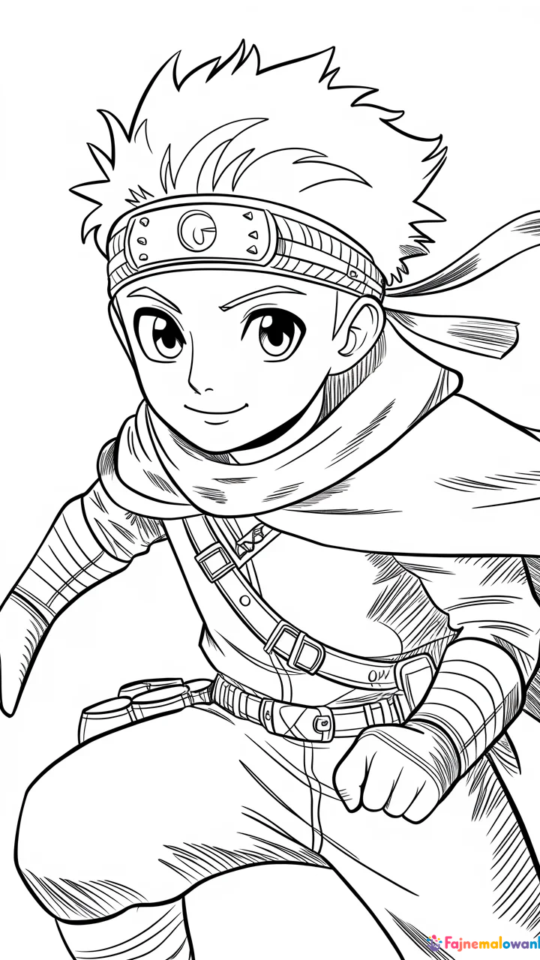 Kolorowanka: Naruto w Płaszczu do Druku dla Dzieci