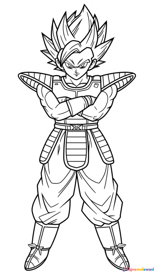 Kolorowanka Dragon Ball: Vegeta do Druku dla Dzieci i Fanów